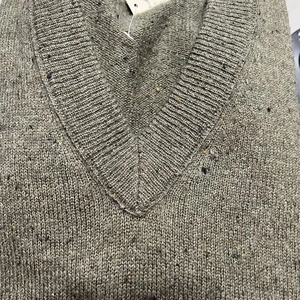 Madewell Sweater Donegal Forest Bartlett V Neck Pullover Green Black Speckled XS